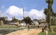 Camille Pissarro Riparian scenery on painting
